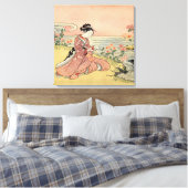 Woman picking chrysanthemums leinwanddruck (Insitu (Schlafzimmer))