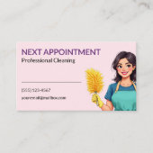 Woman Pink Cleaning Service Appointment Card Terminkarte (Vorderseite)