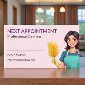 Woman Pink Cleaning Service Appointment Card Terminkarte