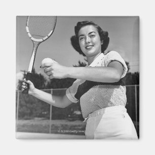 Woman Playing Tennis 3 Magnet