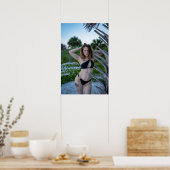 Woman Posing On The Beach In A Black Bikini Poster (Küche)