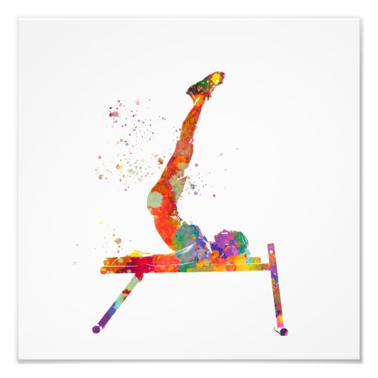 Woman practices fitness in watercolor fotodruck (Vorne)