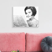 Woman Reading Newpaper Leinwanddruck (Insitu (Wohnzimmer))