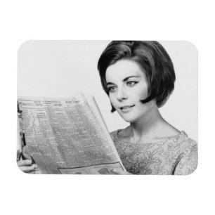 Woman Reading Newpaper Magnet