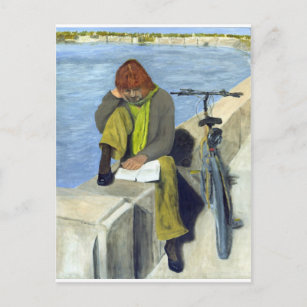 Woman Reading Postkarte