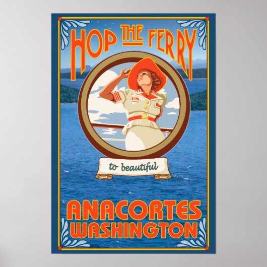 Woman Riding Ferry - Anacortes Washington Poster (Vorne)