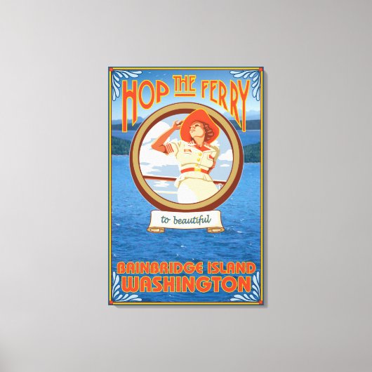 Woman Riding Ferry - Bainbridge Island, WA Leinwanddruck (Vorderseite)