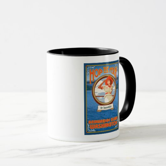 Woman Riding Ferry - Bainbridge Island, WA Tasse (VorderseiteRechts)