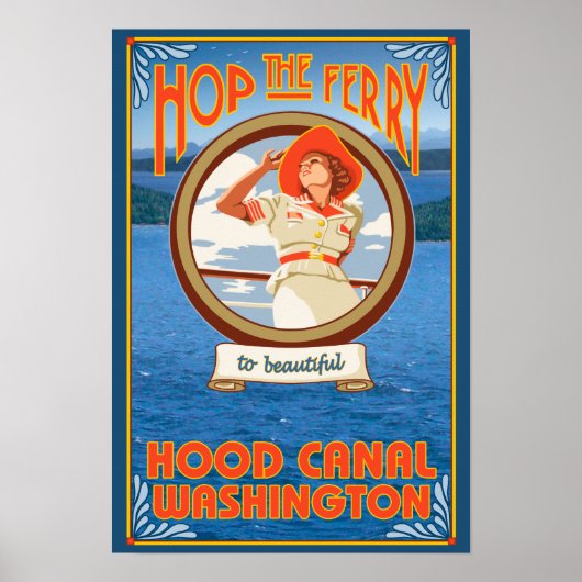 Woman Riding Ferry - Hood Canal, Washington Poster (Vorne)