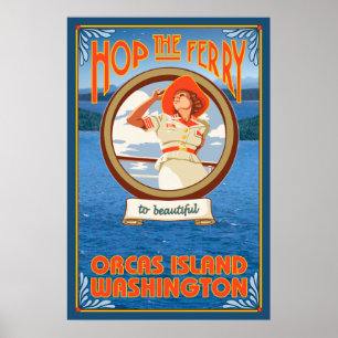 Woman Riding Ferry - Orcas Island, Washington Poster