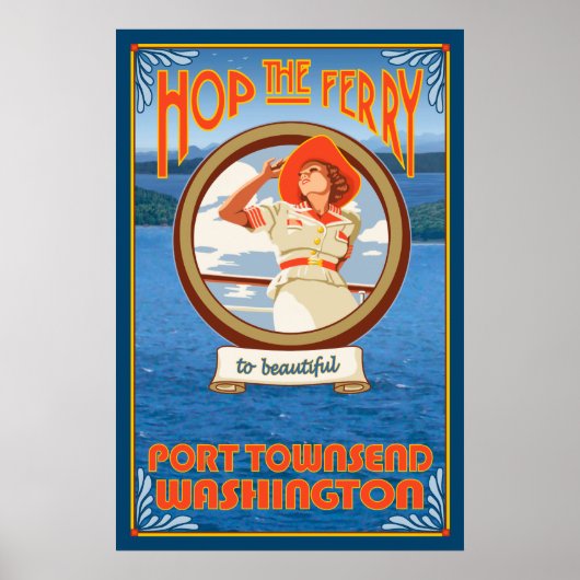 Woman Riding Ferry - Port Townsend Washington Poster (Vorne)