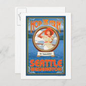 Woman Riding Ferry - Seattle, Washington Postkarte (Vorne/Hinten)