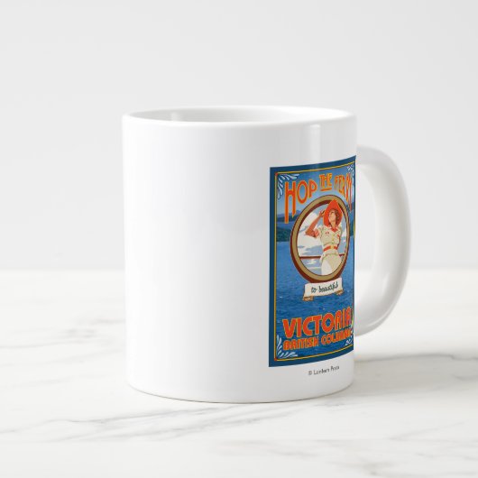 Woman Riding Ferry - Victoria, BC Kanada Jumbo-Tasse (Vorderseite Rechts)