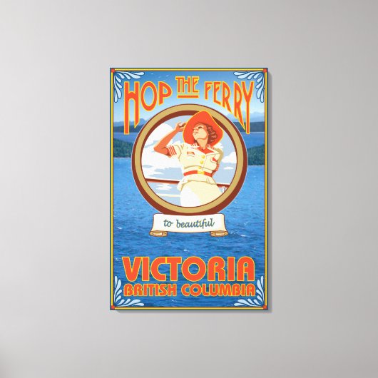 Woman Riding Ferry - Victoria, BC Kanada Leinwanddruck (Vorderseite)