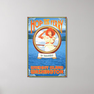 Woman Riding Ferry - Whidbey Island, Washington Leinwanddruck