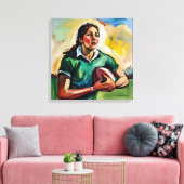 Woman Rugby Player Wrapped Leinwanddruck (Insitu (Wohnzimmer))