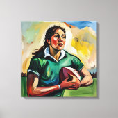 Woman Rugby Player Wrapped Leinwanddruck (Vorderseite)