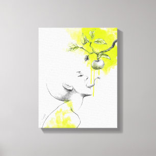 Woman Schlange Zunge Apple Green Splash Surreal Ar Leinwanddruck