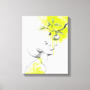 Woman Schlange Zunge Apple Green Splash Surreal Ar Leinwanddruck