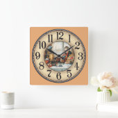 Woman Sipping Tee Quadratische Wanduhr (Zuhause)