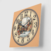Woman Sipping Tee Quadratische Wanduhr (Winkel)