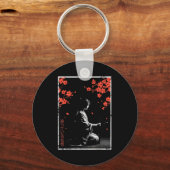 Woman Sitting Cherry Blossoms Japanese Art Women M Schlüsselanhänger (Vorderseite)