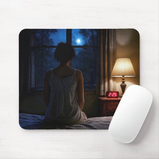 Woman Sitting on Her Bed Mousepad (Mit Mouse)