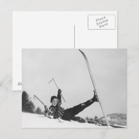 Woman Ski 2 Postkarte (Vorne/Hinten)