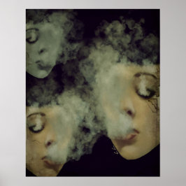 Woman Smoke Vape Grunge Art Poster
