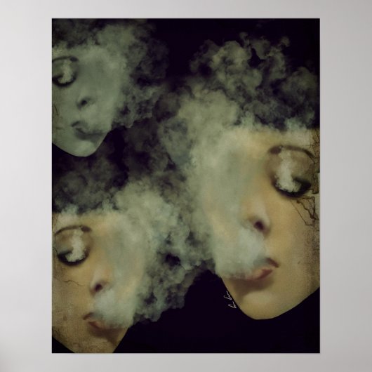 Woman Smoke Vape Grunge Art Poster (Vorne)