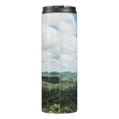 Woman standing near trees thermosbecher (Rückseite)