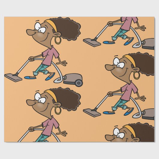 Woman Vaccuming Geschenkpapier (Flach)