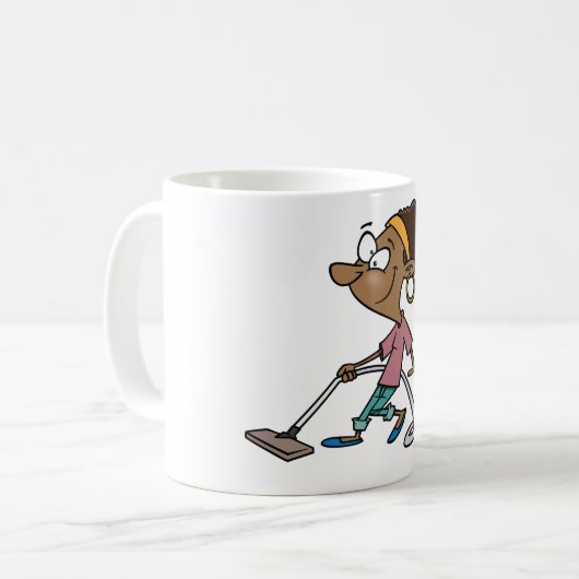 Woman Vaccuming Kaffeetasse (Vorderseite Links)