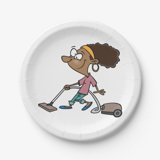 Woman Vaccuming Pappteller (Vorderseite)