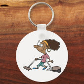 Woman Vaccuming Schlüsselanhänger