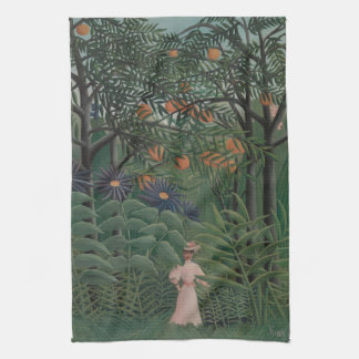 Woman Walking in an Exotic Forest, Henri Rousseau Geschirrtuch
