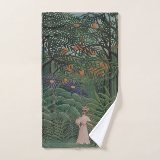 Woman Walking in an Exotic Forest, Henri Rousseau Handtuch (Handtuch)