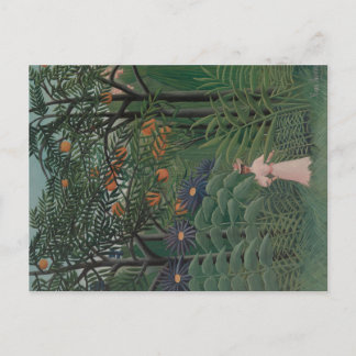 Woman Walking in an Exotic Forest, Henri Rousseau Postkarte