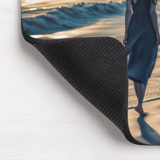Woman Walking Night Beach Mousepad (Ecke)