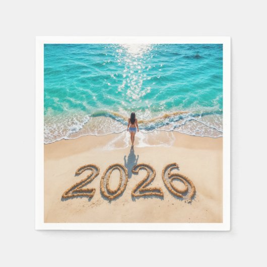 Woman Walking On a 2026 Beach Serviette (Vorderseite)