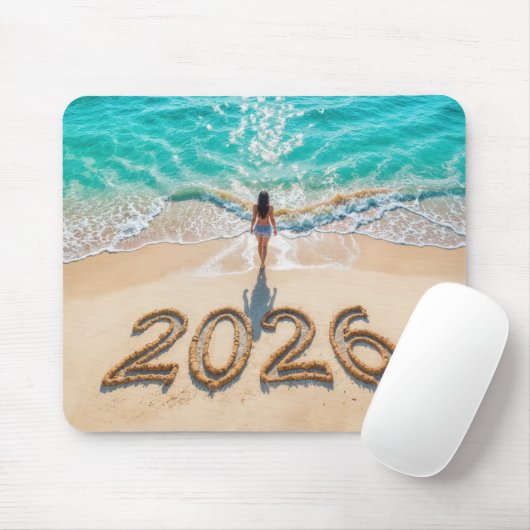 Woman Walking On a New Year 2026 Beach Mousepad (Mit Mouse)