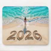 Woman Walking On a New Year 2026 Beach Mousepad (Vorne)