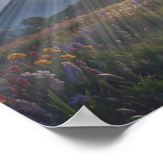 Woman Walking Toward Glowing Cross – Faith Journey Poster (Ecke)