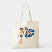 Woman Wave a Union Jack Flag Tote Bag Tragetasche (Rückseite)