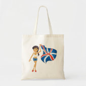 Woman Wave a Union Jack Flag Tote Bag Tragetasche (Vorne)