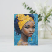 Woman Wearing Yellow Postkarte (Stehend Vorderseite)