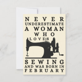 woman who loves sewing and was born in February Karte