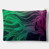 Woman Wild Neon Hair Cool Personalised Zubehörtasche (Rückseite)