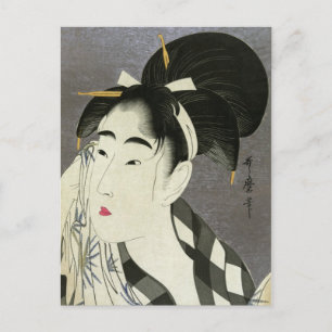 Woman Wiping Sweat Utamaro Fine japan Art Postkarte