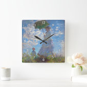 Woman with a Parasol, Monet Quadratische Wanduhr (Zuhause)